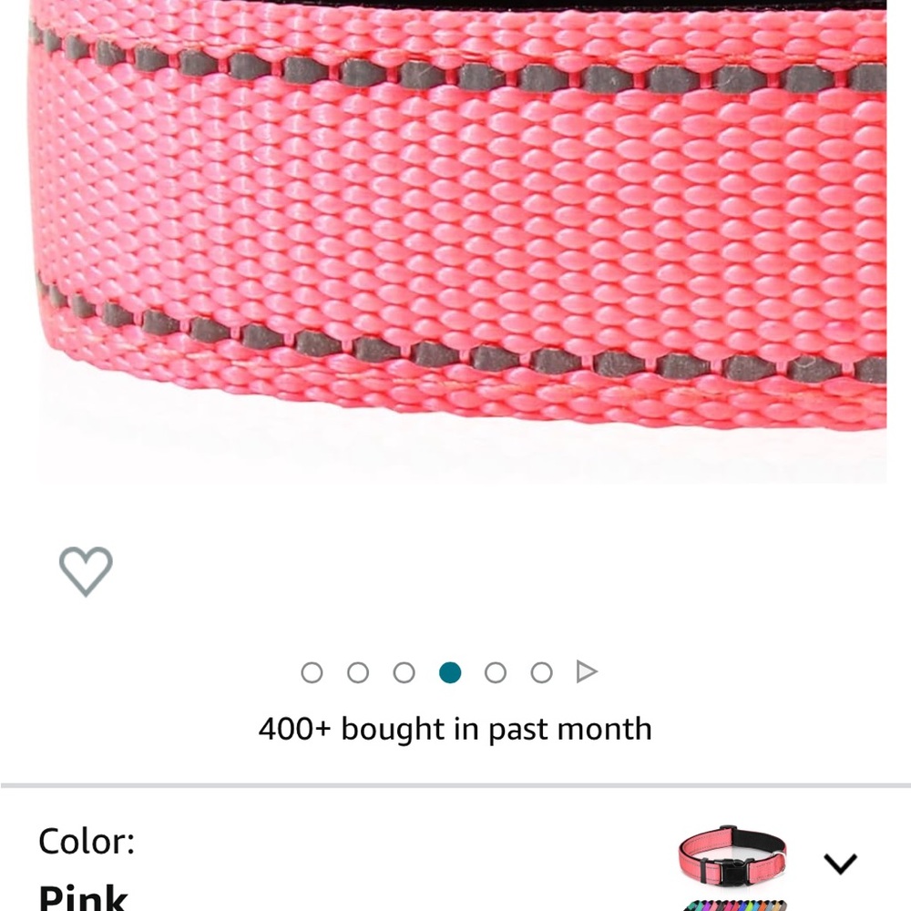 NWT Pink Dog Collar, reflective, size medium
